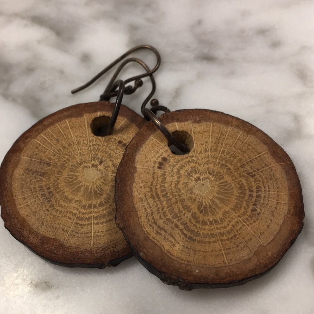 Handmade wood slice earrings